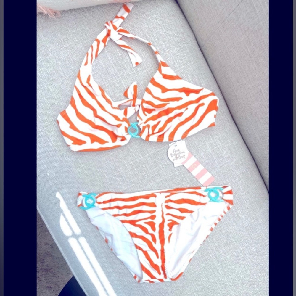 Pilyq orange zebra underwire top and bottom